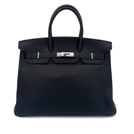 HERMES BIRKIN 35 BLACK TOGO HAND BAG □G SHW 90290336