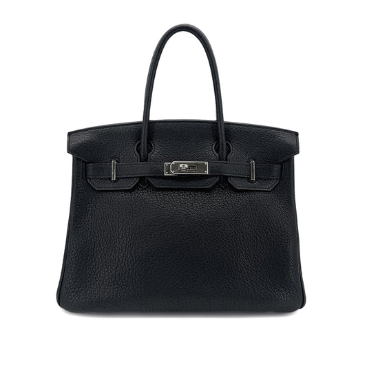 HERMES BIRKIN 30 BLACK FJORD HAND BAG □L SHW 90290353