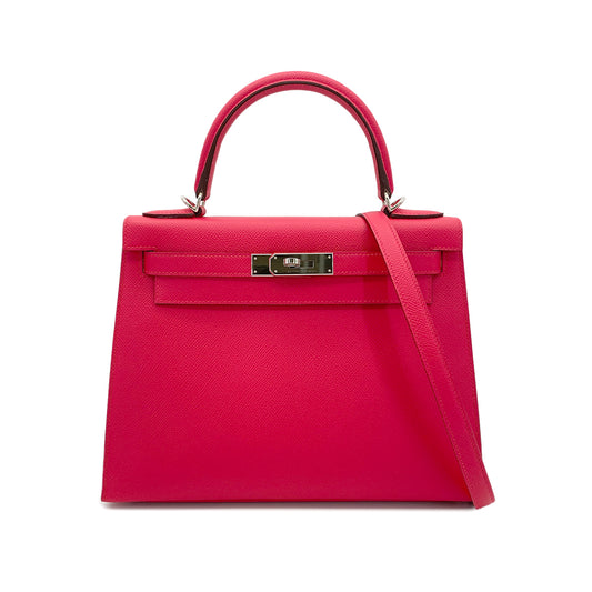 HERMES KELLY 28 SELLIER ROSE EXTREME VEAU EPSOM HAND SHOULDER BAG D SHW 90290355