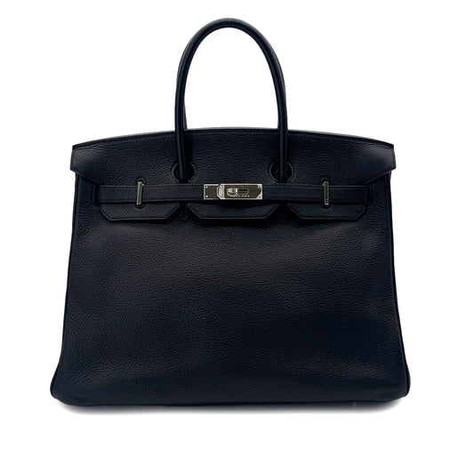 HERMES BIRKIN 35 BLACK TAURILLON CLEMENCE HAND BAG □E SHW 90291231