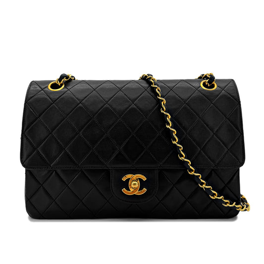 CHANEL VINTAGE MATELASSE CHAIN SHOULDER BAG BLACK LAMB SKIN 90291237