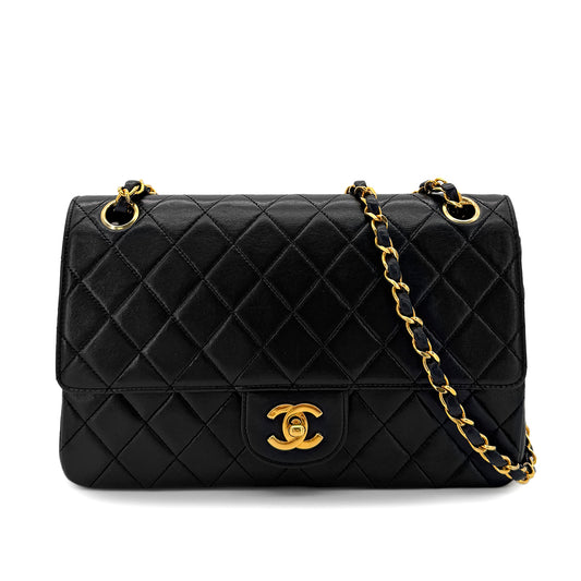 CHANEL VINTAGE MATELASSE CHAIN SHOULDER BAG BLACK LAMB SKIN 90291238