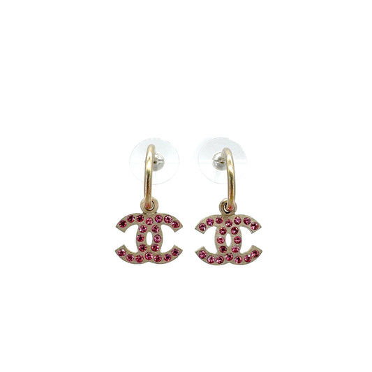 CHANEL EARRINGS COCOMARK RHINESTONE PINK ACCESSORY 06P 90291242