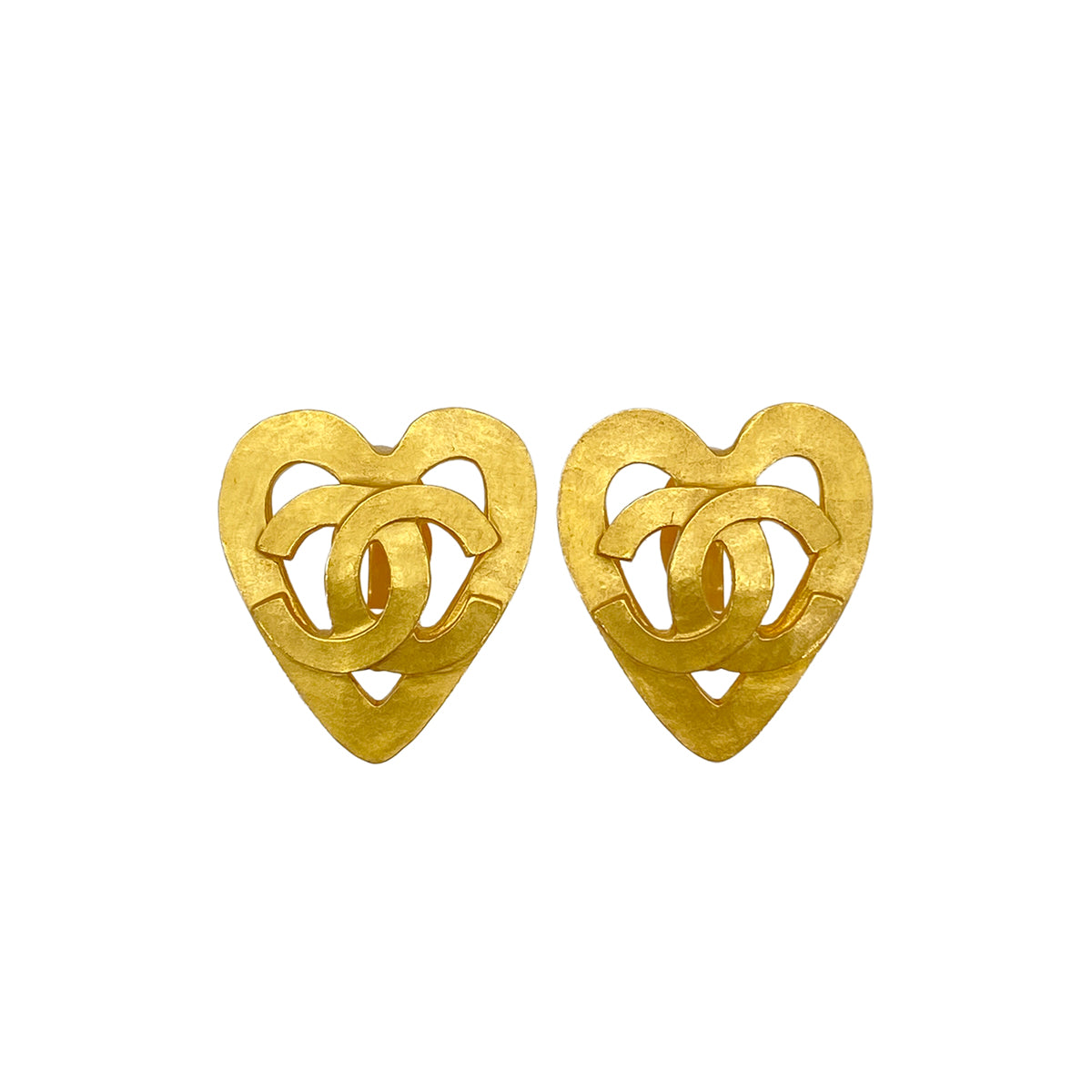 CHANEL VINTAGE HEART EARRINGS COCOMARK ACCESSORY 95P 90291252