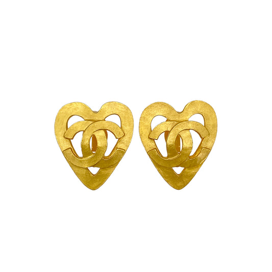 CHANEL VINTAGE HEART EARRINGS COCOMARK ACCESSORY 95P 90291252