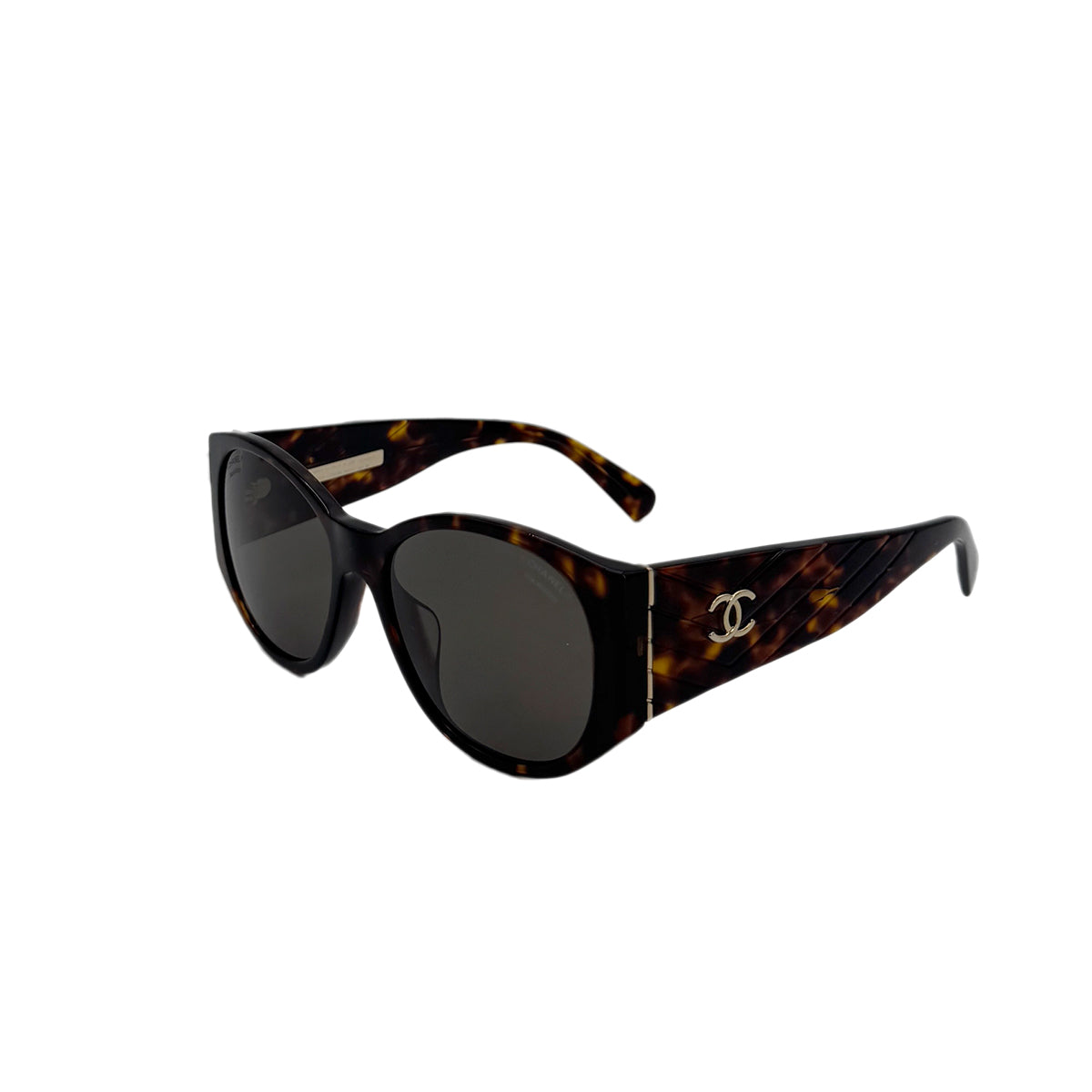 CHANEL VINTAGE SUNGLASSES COCOMARK V STITCH TORTOISESHELL BROWN EYEWEAR  90291260