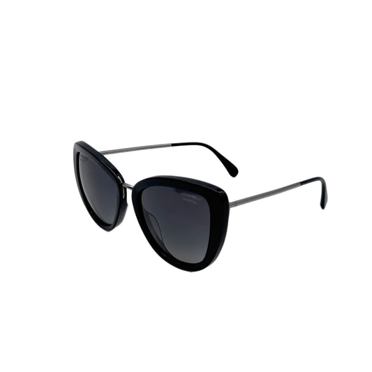 CHANEL SUNGLASSES COCOMARK BLACK SILVER EYEWEAR 90291261