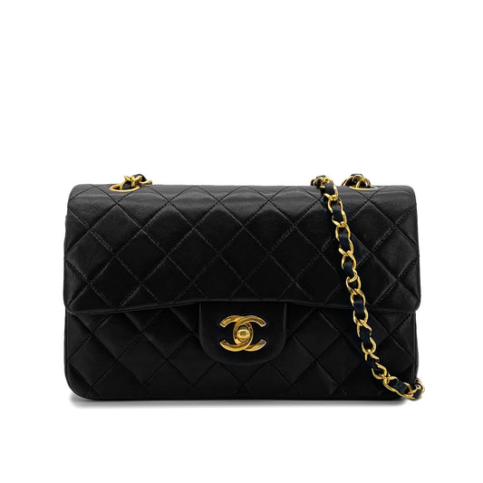 CHANEL VINTAGE CLASSIC FLAP SMALL CHAIN SHOULDER BAG BLACK LAMB SKIN 90291300