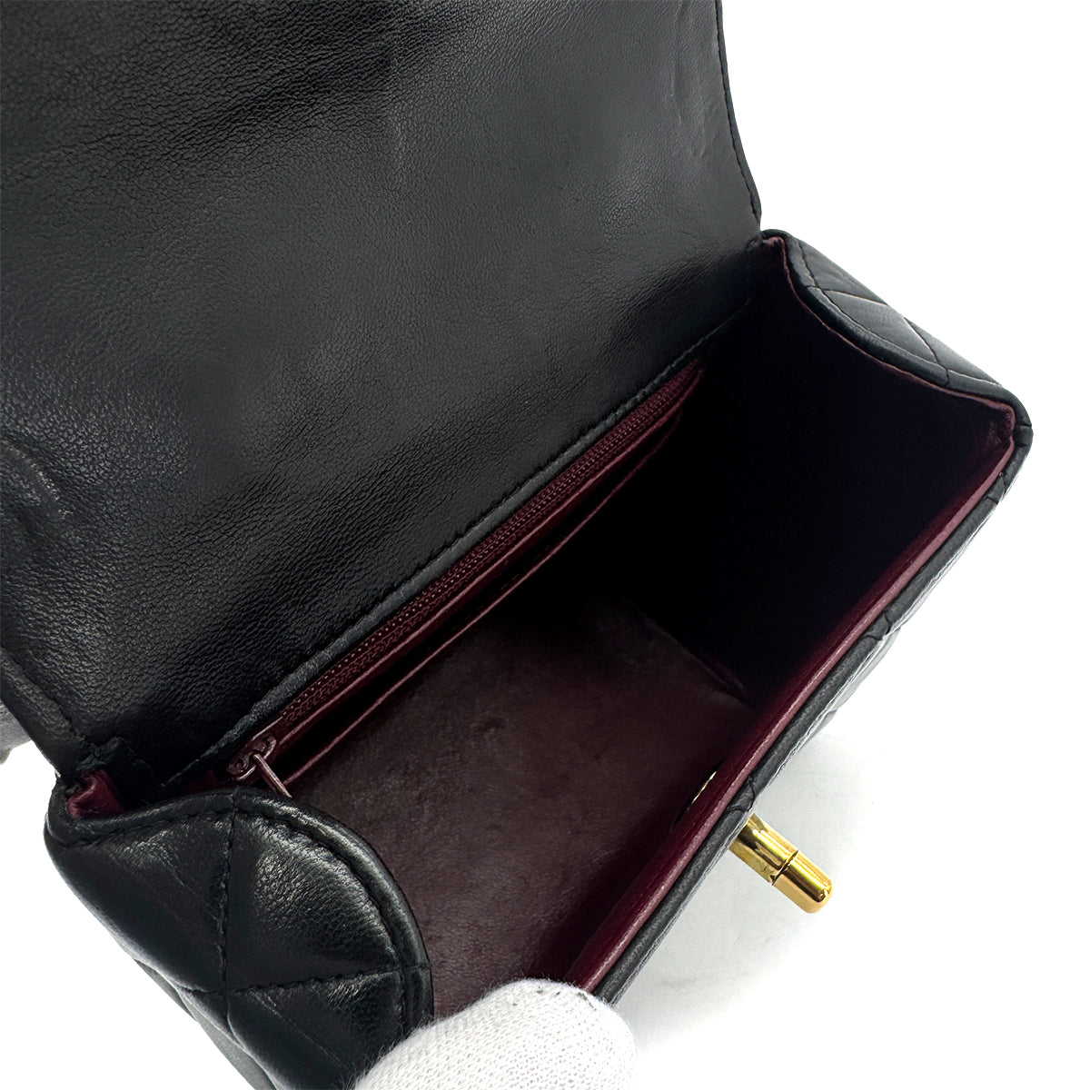 CHANEL VINTAGE MATELASSE CHAIN SHOULDER BAG BLACK LAMB SKIN 90291306