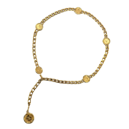 CHANEL VINTAGE CHAIN BELT GOLD COCOMARK ACCESSORY 90291311