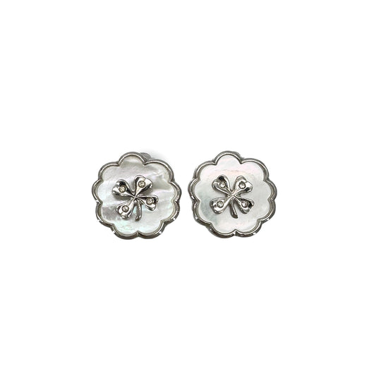 CHANEL VINTAGE EARRINGS CLOVER MOTIF SILVER ACCESSORY 90291335