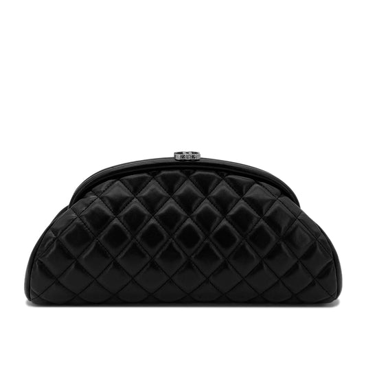 CHANEL MATELASSE CLUTCH BAG BLACK LAMB SKIN 90291371