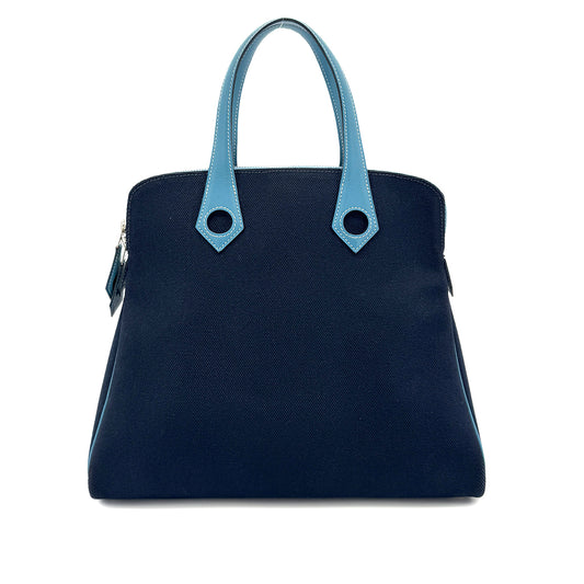 HERMES SAC HEEBOO PM BLUE MARINE BLUE JEAN TOILE H SWIFT HAND BAG □J 90291375