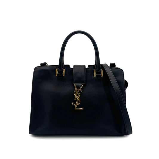 SAINT LAURENT PARIS BABY CABAS HAND SHOULDER BAG BLACK LEATHER 90291891