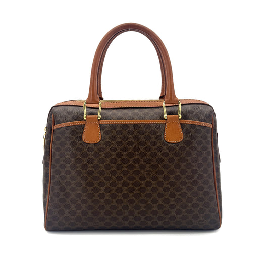 CELINE VINTAGE MACADAM HAND BOSTON BAG PVC LEATHER BROWN 90291894