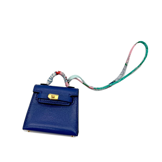 HERMES KELLY TWILLY CHARM BLUE ELECTRIC VEAU TADELAKT SILK Y 90291902