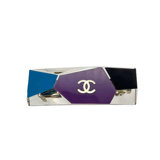 CHANEL VALLETTA COCOMARK PURPLE BLUE BLACK HAIR ACCESSORY 07A 90291905
