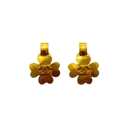 CHANEL VINTAGE EARRINGS CLOVER MOTIF COCOMARK ACCESSORY 95P 90291906