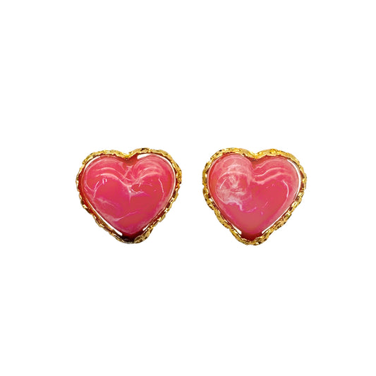 CHANEL VINTAGE EARRINGS HEART COCOMARK PINK ACCESSORY 28 90291907