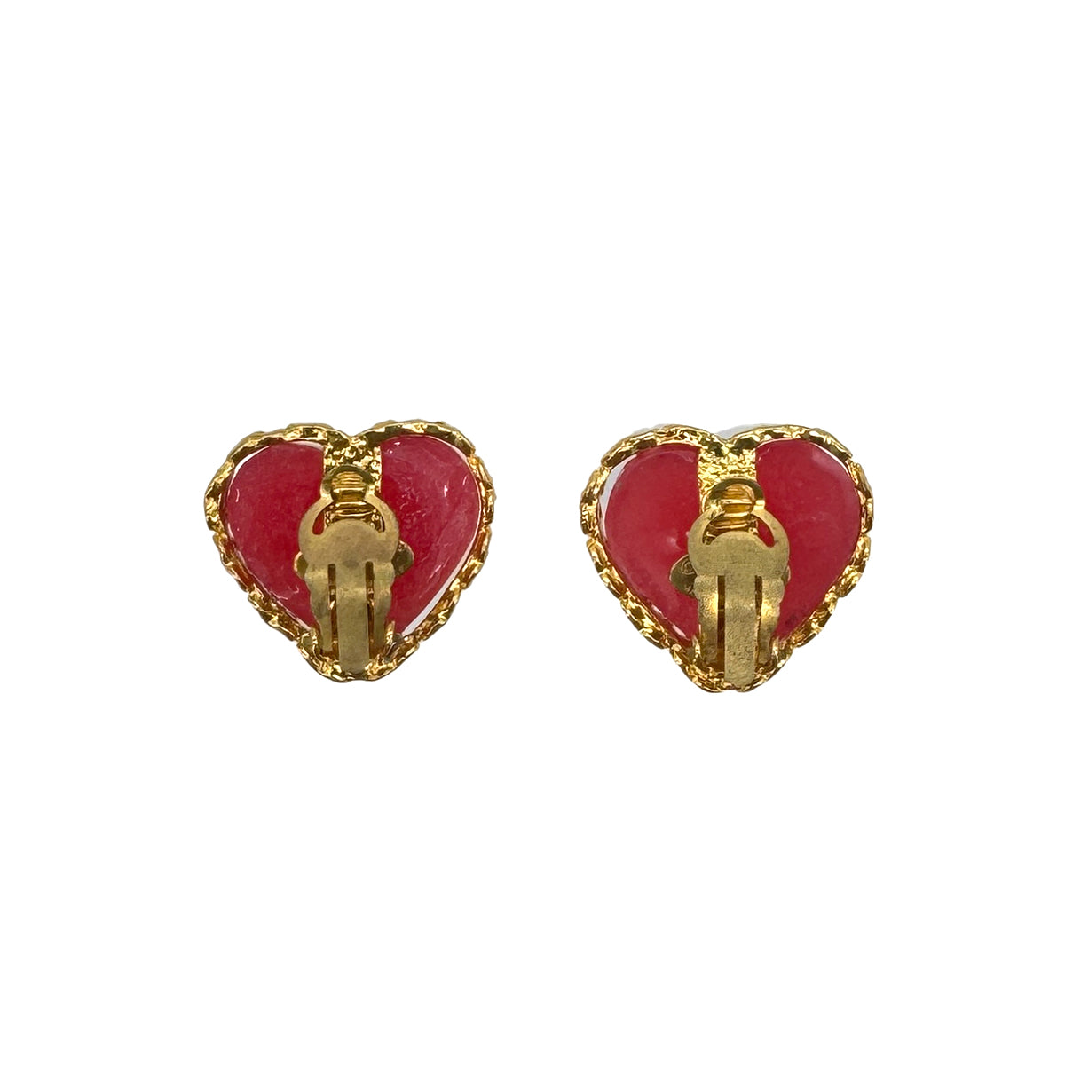 CHANEL VINTAGE EARRINGS HEART COCOMARK PINK ACCESSORY 28 90291907
