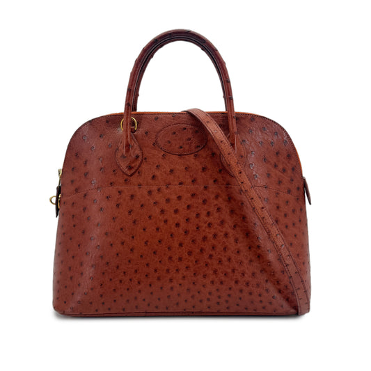 HERMES BOLIDE 35 CHESTNUT OSTRICH HAND SHOULDER BAG 〇Y GHW 90292039