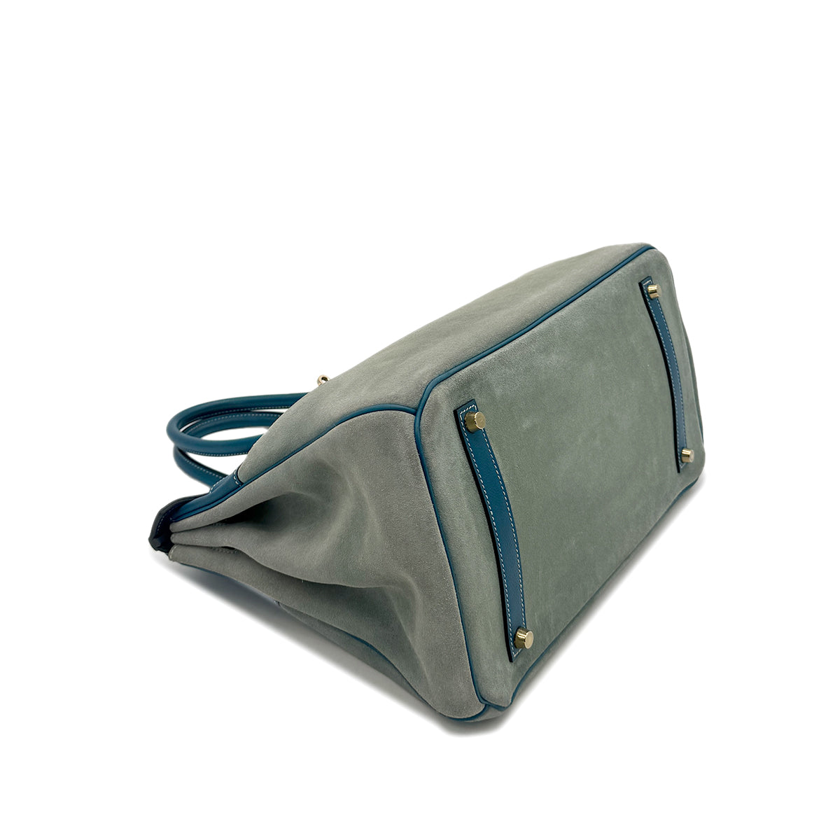 HERMES BIRKIN 35 CIEL BLUE DE GALICE GRIZZLY EVERCOLOR HAND BAG □R GHW 90292093
