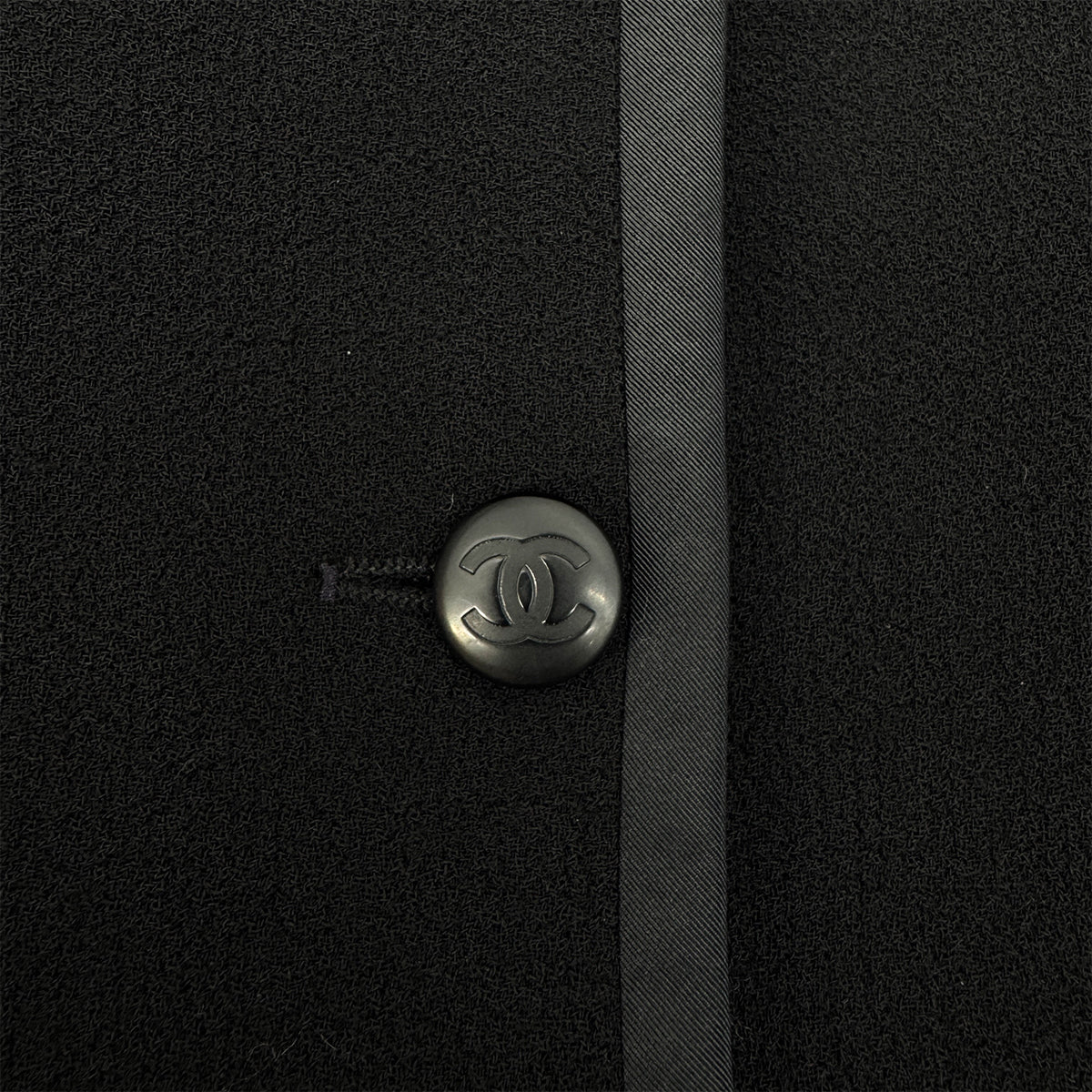 CHANEL VINTAGE JACKET COCO BUTTON BLACK WOOL 36 96C RTW 90292113