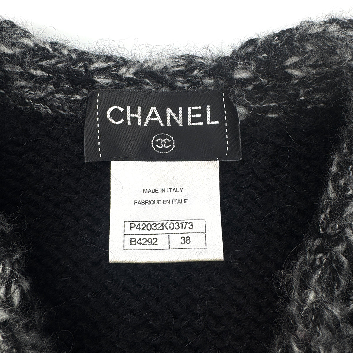 CHANEL COCO BUTTON KNIT JACKET BLACK WOOL 38 P42 RTW 90292117