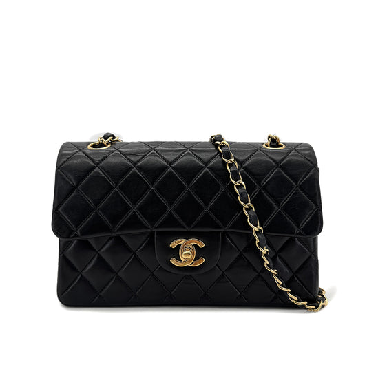 CHANEL VINTAGE CLASSIC FLAP SMALL CHAIN SHOULDER BAG BLACK LAMB SKIN 90292741