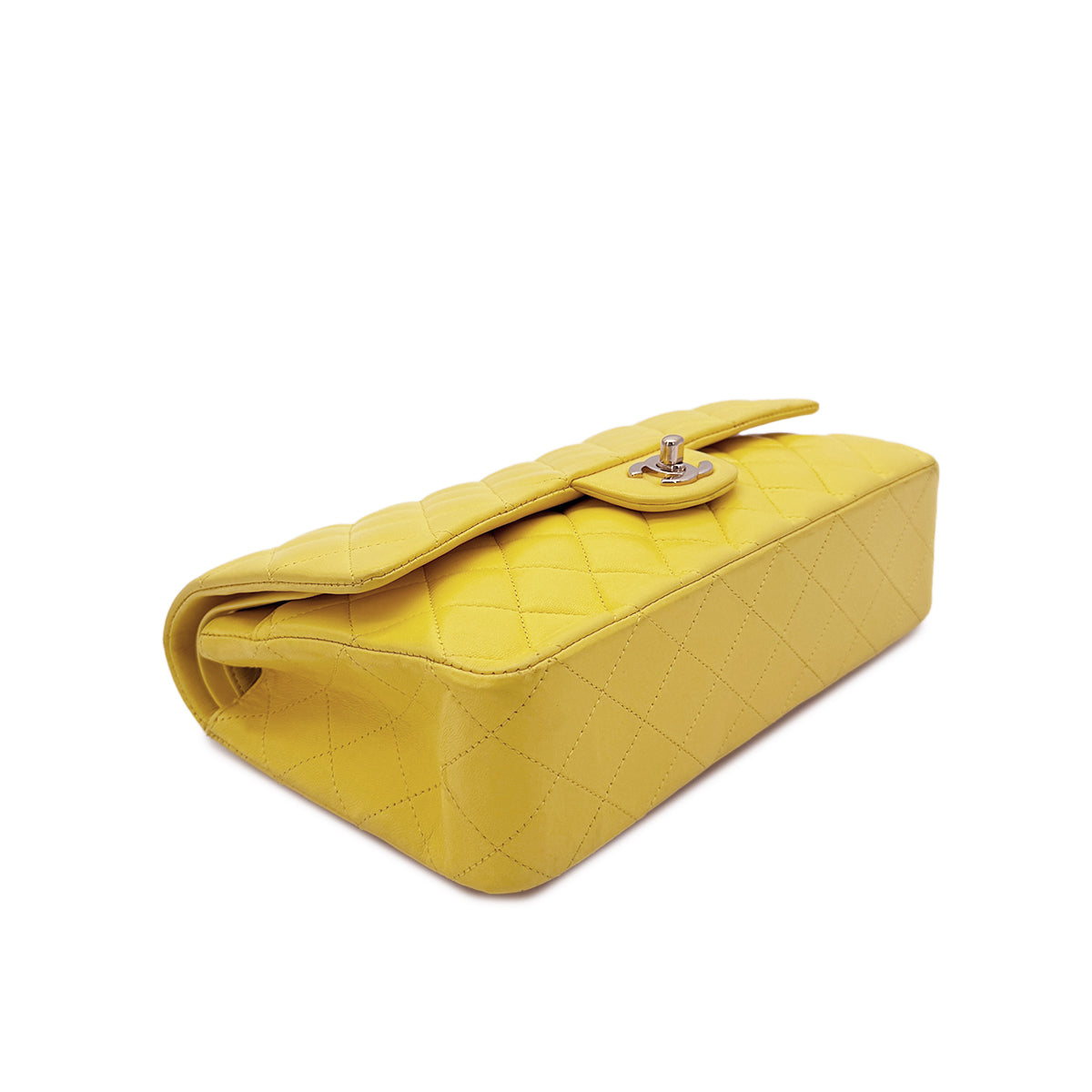 CHANEL CLASSIC FLAP MEDIUM CHAIN SHOULDER BAG YELLOW LAMB SKIN 90292742