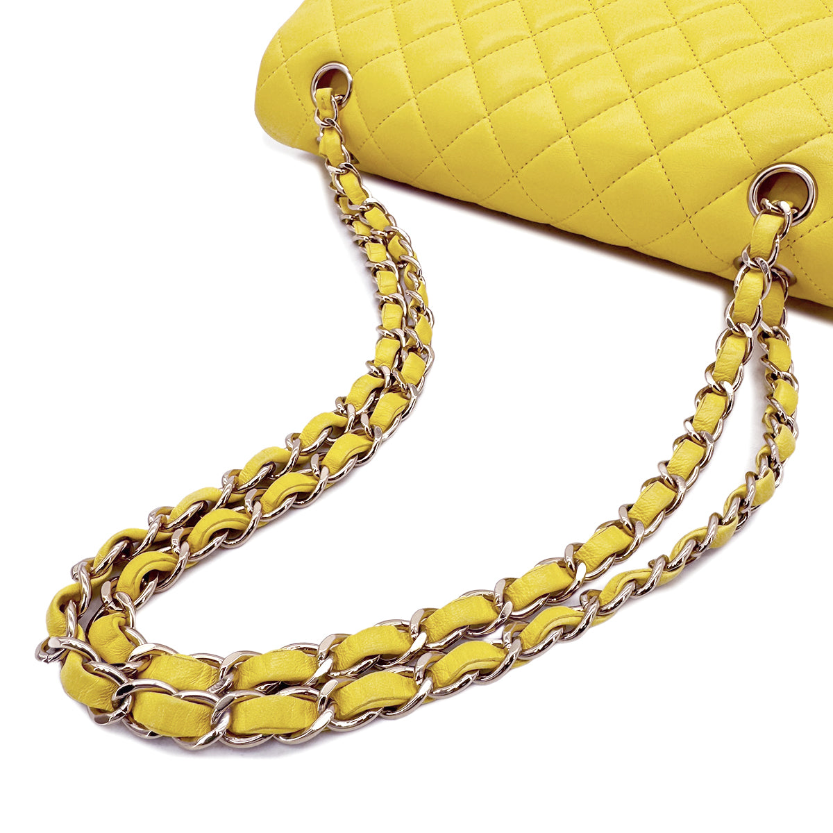 CHANEL CLASSIC FLAP MEDIUM CHAIN SHOULDER BAG YELLOW LAMB SKIN 90292742