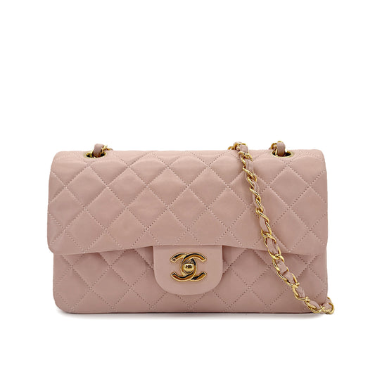 CHANEL VINTAGE CLASSIC FLAP SMALL CHAIN SHOULDER BAG PINK LAMB SKIN 90292744