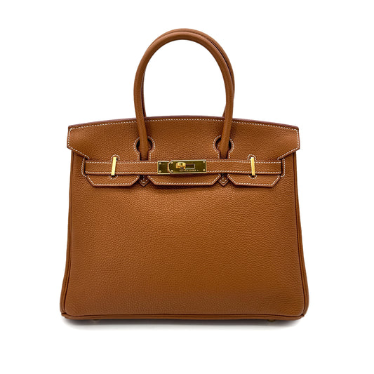 HERMES BIRKIN 30 GOLD TOGO HAND BAG □F GHW 90292779