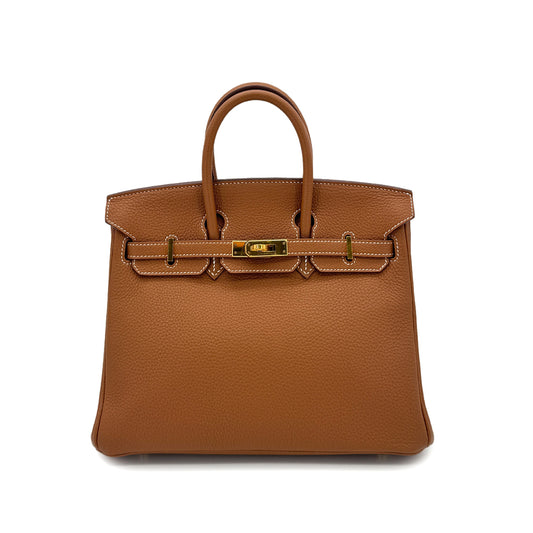 HERMES BIRKIN 25 GOLD TOGO HAND BAG □P GHW 90292782