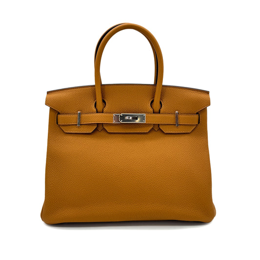HERMES BIRKIN 30 VERSO CARAMEL LIME TOGO HAND BAG Y SHW 90292783