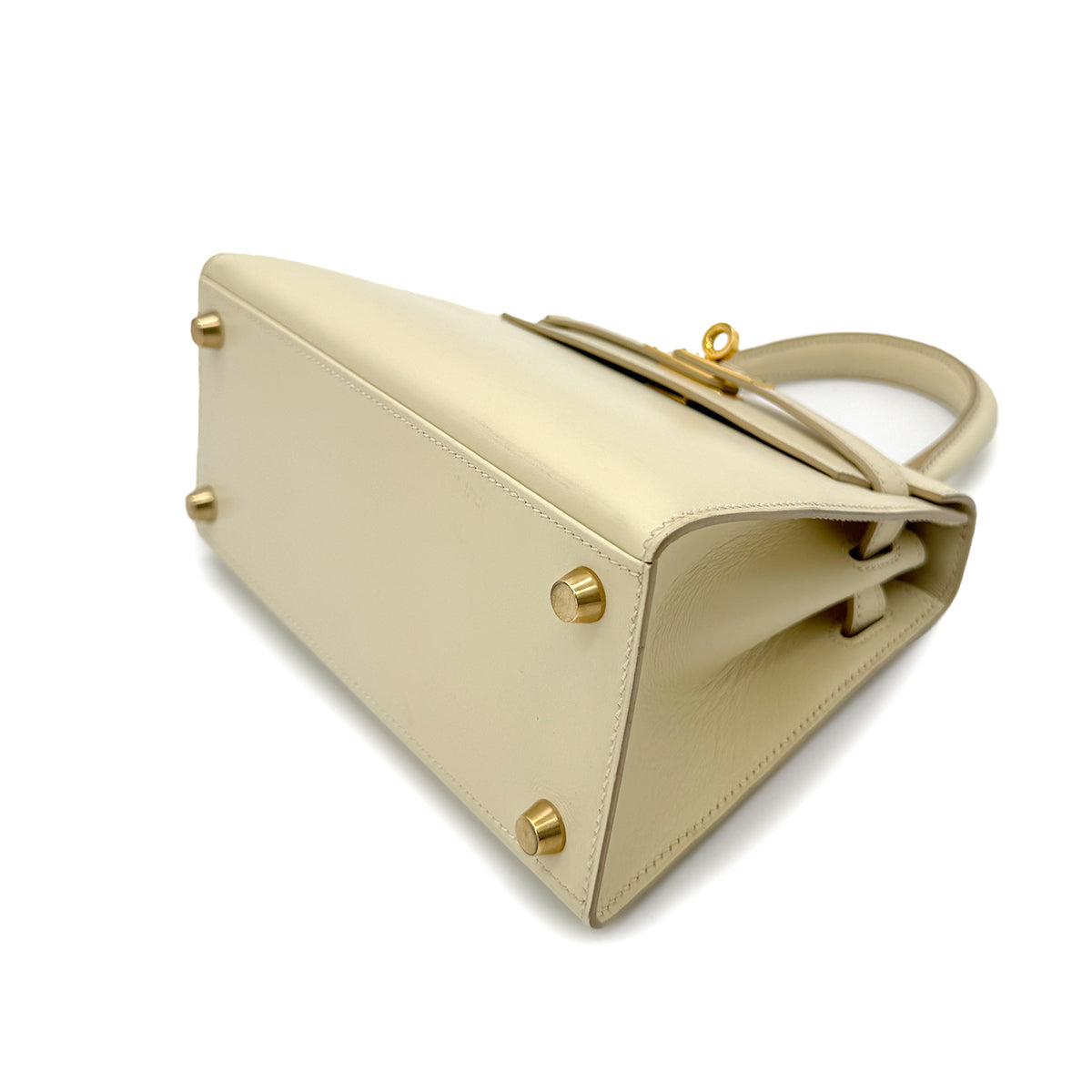 HERMES MINI KELLY 20 IVORY BOXCALF HAND SHOULDER BAG □B GHW 90292784
