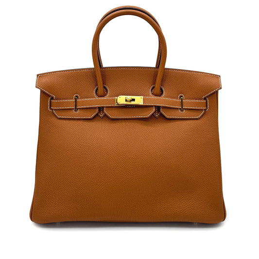 HERMES BIRKIN 35 GOLD TOGO HAND BAG □I GHW 90292787