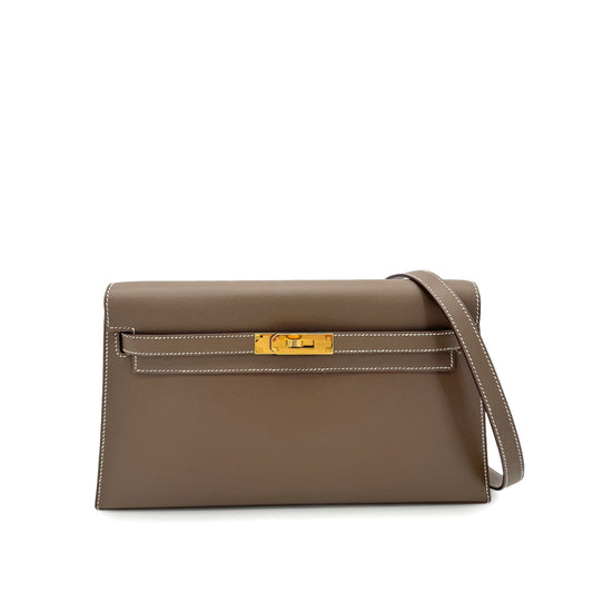 HERMES KELLY ELAN ETOUPE VEAU MADAME CLUTCH SHOULDER BAG B GHW 90292788