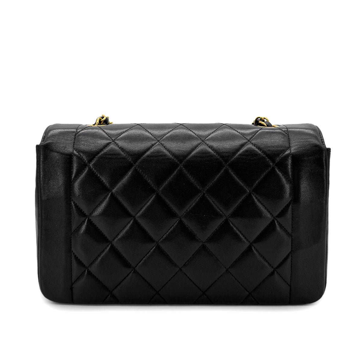 CHANEL VINTAGE DIANA MEDIUM CHAIN SHOULDER BAG BLACK LAMB SKIN 90292808
