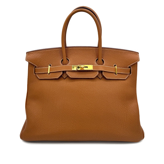 HERMES BIRKIN 35 GOLD TOGO HAND BAG □J GHW 90292816