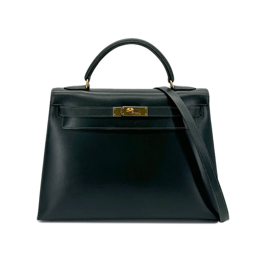 HERMES KELLY 32 SELLIER VERT BOXCALF HAND SHOULDER BAG 〇V GHW 90292817