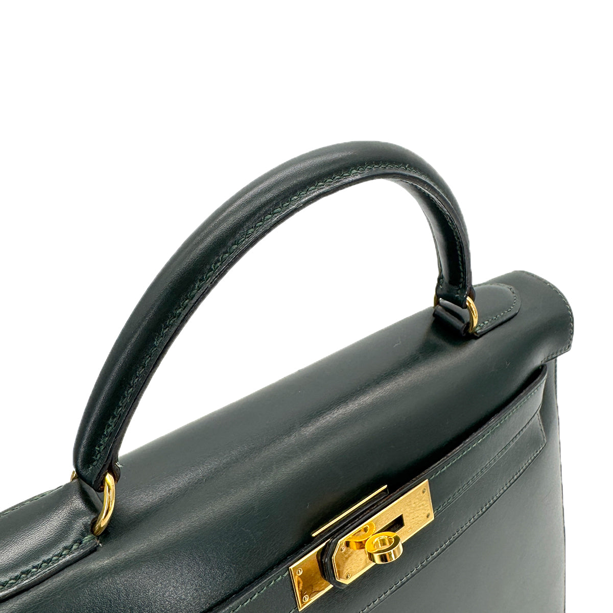HERMES KELLY 32 SELLIER VERT BOXCALF HAND SHOULDER BAG 〇V GHW 90292817