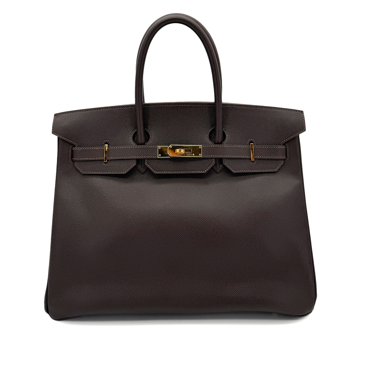 HERMES BIRKIN 35 CHOCOLAT COURCHEVEL HAND BAG □C GHW 90292879