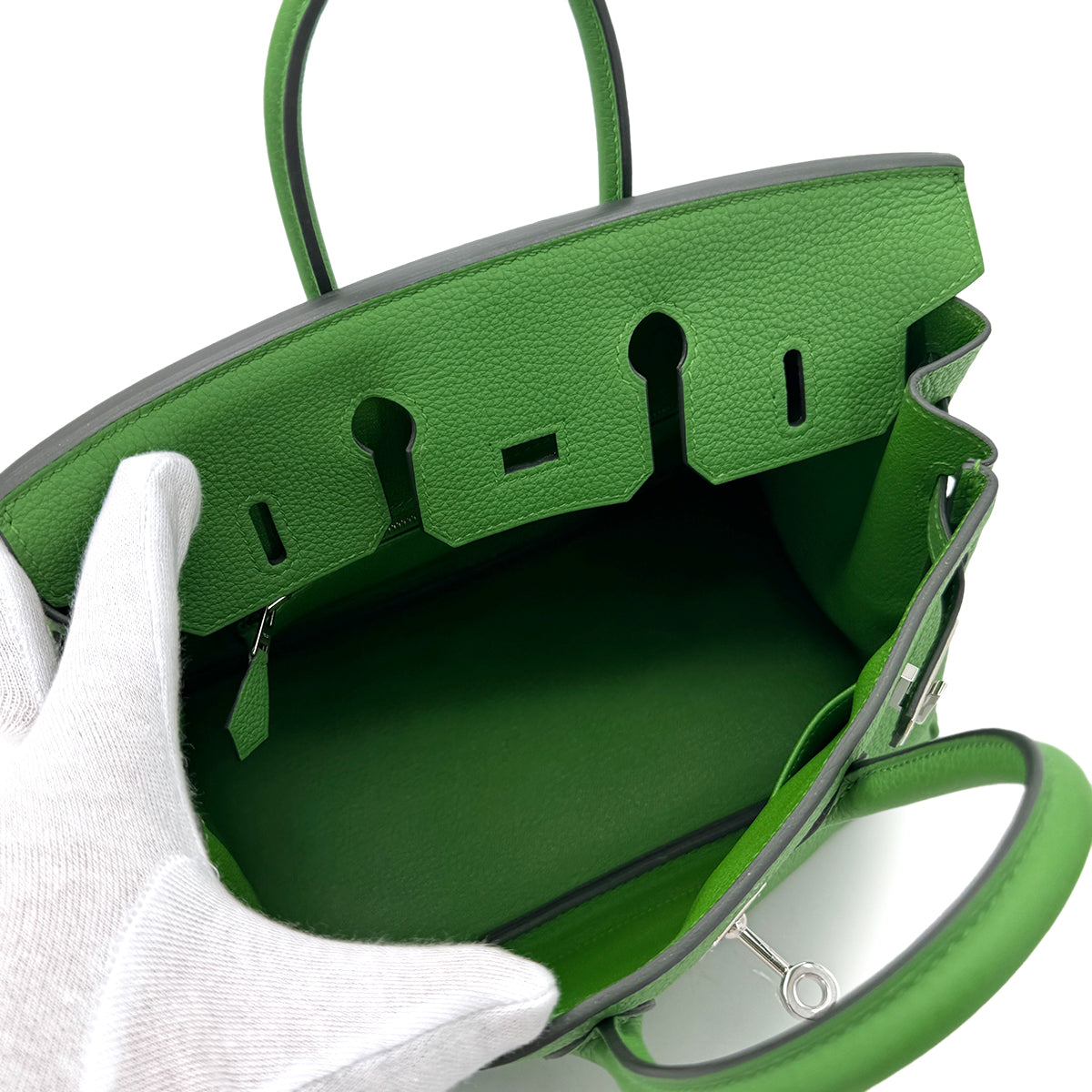 HERMES BIRKIN 25 VERT YUCCA TOGO HAND BAG W SHW 90292880