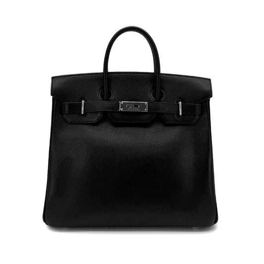 HERMES HAUT A COURROIES 28 BLACK EPSOM HAND BAG ▢J SHW 90292888
