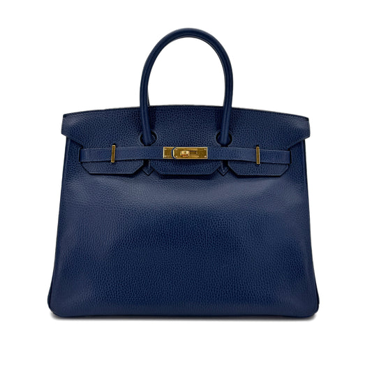 HERMES BIRKIN 35 BLUE MARINE ARDENNES HAND BAG 〇Y GHW 90292985