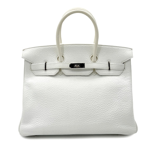 HERMES BIRKIN 35 WHITE TAURILLON CLEMENCE HAND BAG ▢I SHW 90292987