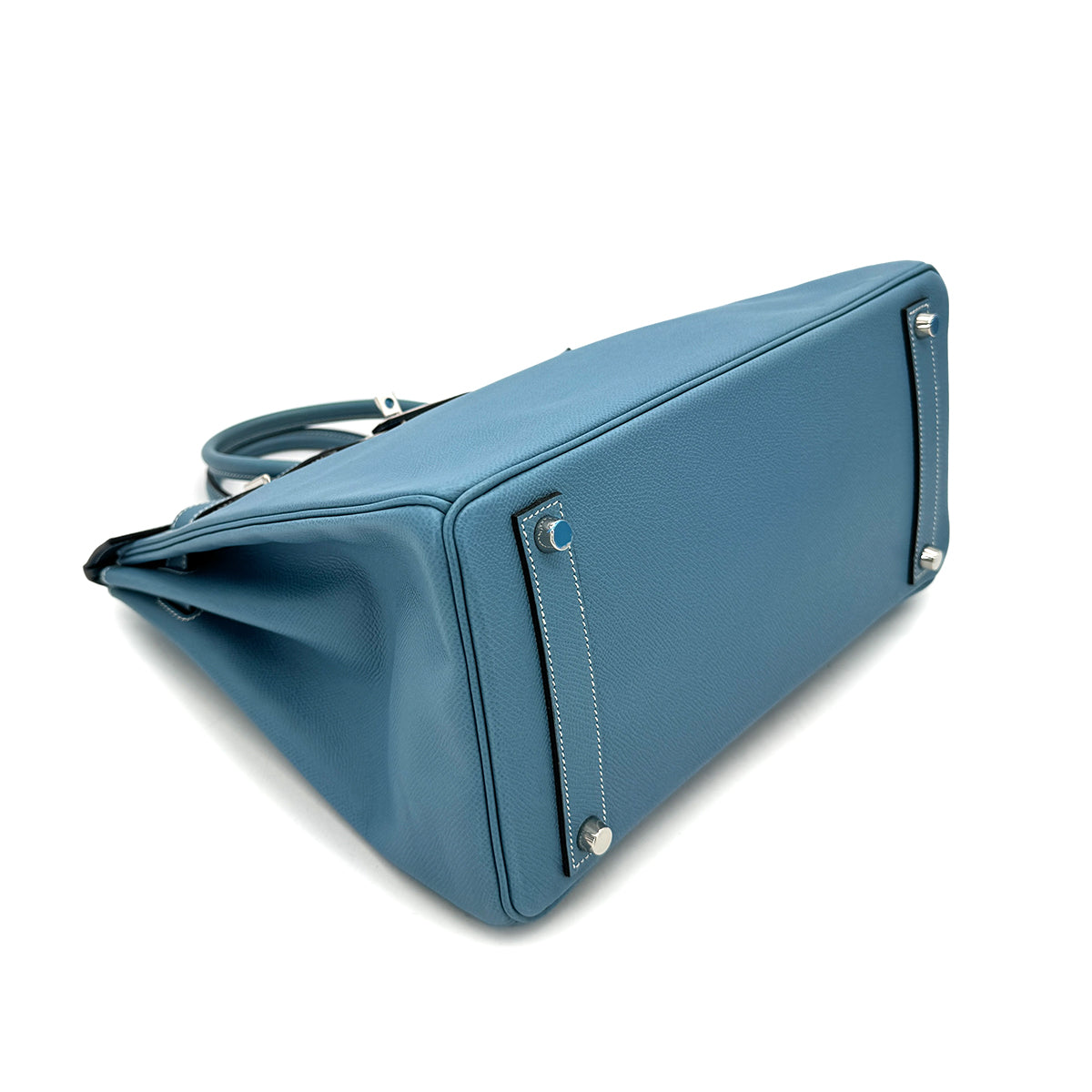 HERMES HAUT A COURROIES 32 BLUE JEAN EPSOM HAND BAG □J SHW 90292991