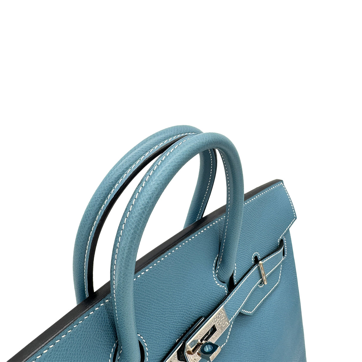 HERMES HAUT A COURROIES 32 BLUE JEAN EPSOM HAND BAG □J SHW 90292991