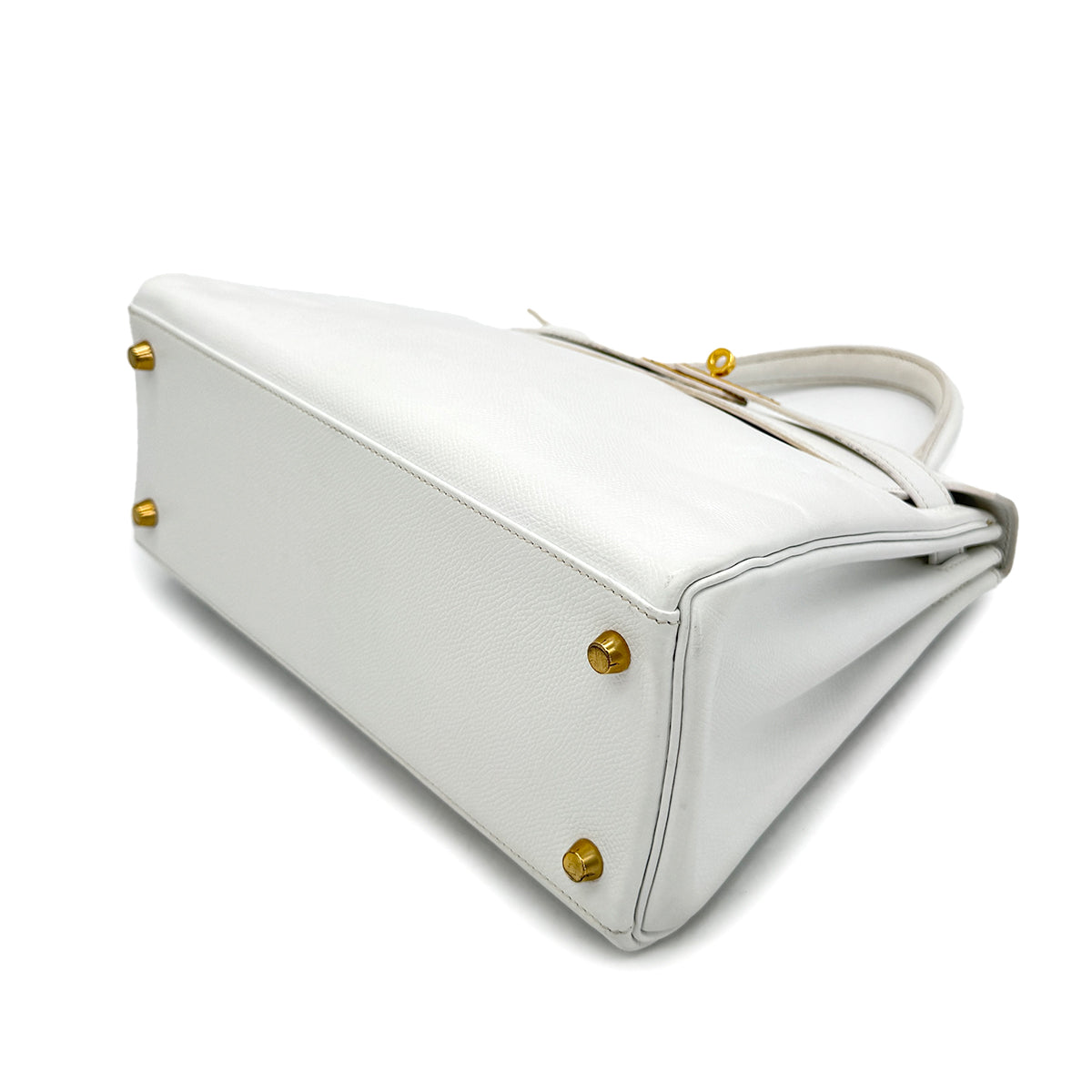 HERMES KELLY 28 RETOURNE WHITE EPSOM HAND SHOULDER BAG □H GHW 90292992